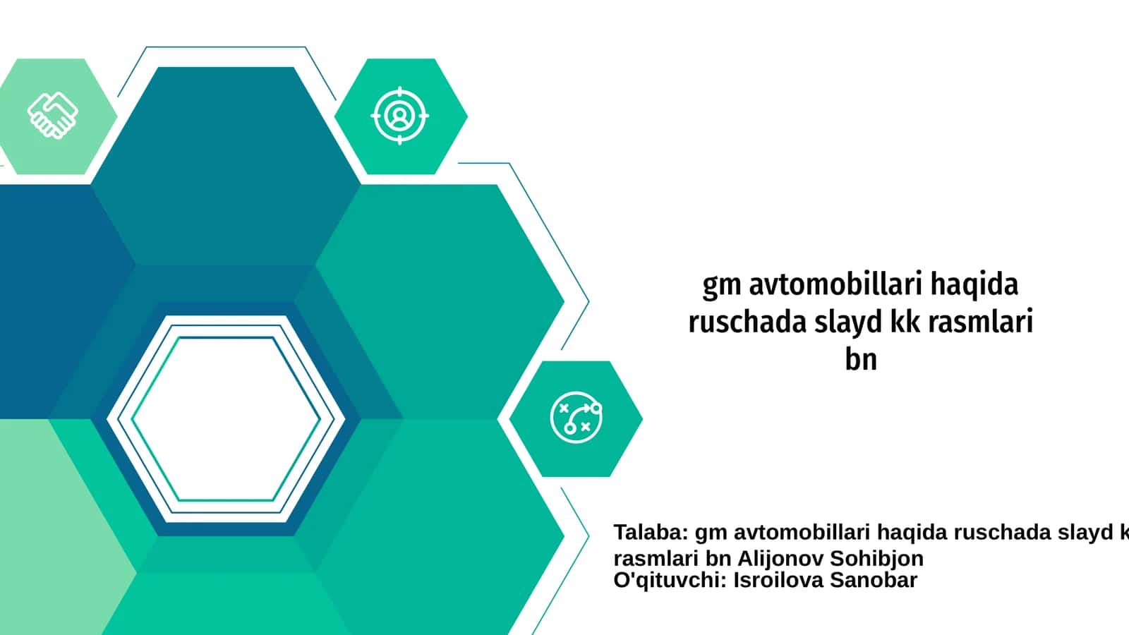 GM avtomobillari haqida ruschada slayd kk rasmlari bn 1