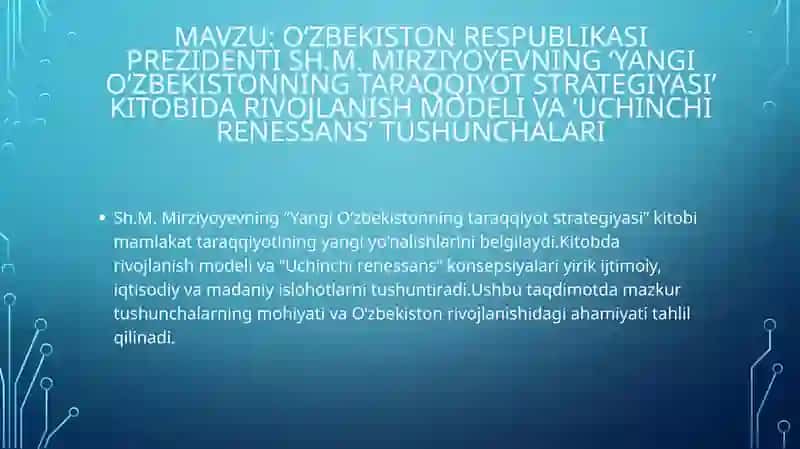 Yangi O‘zbekistonning taraqqiyot strategiyasi