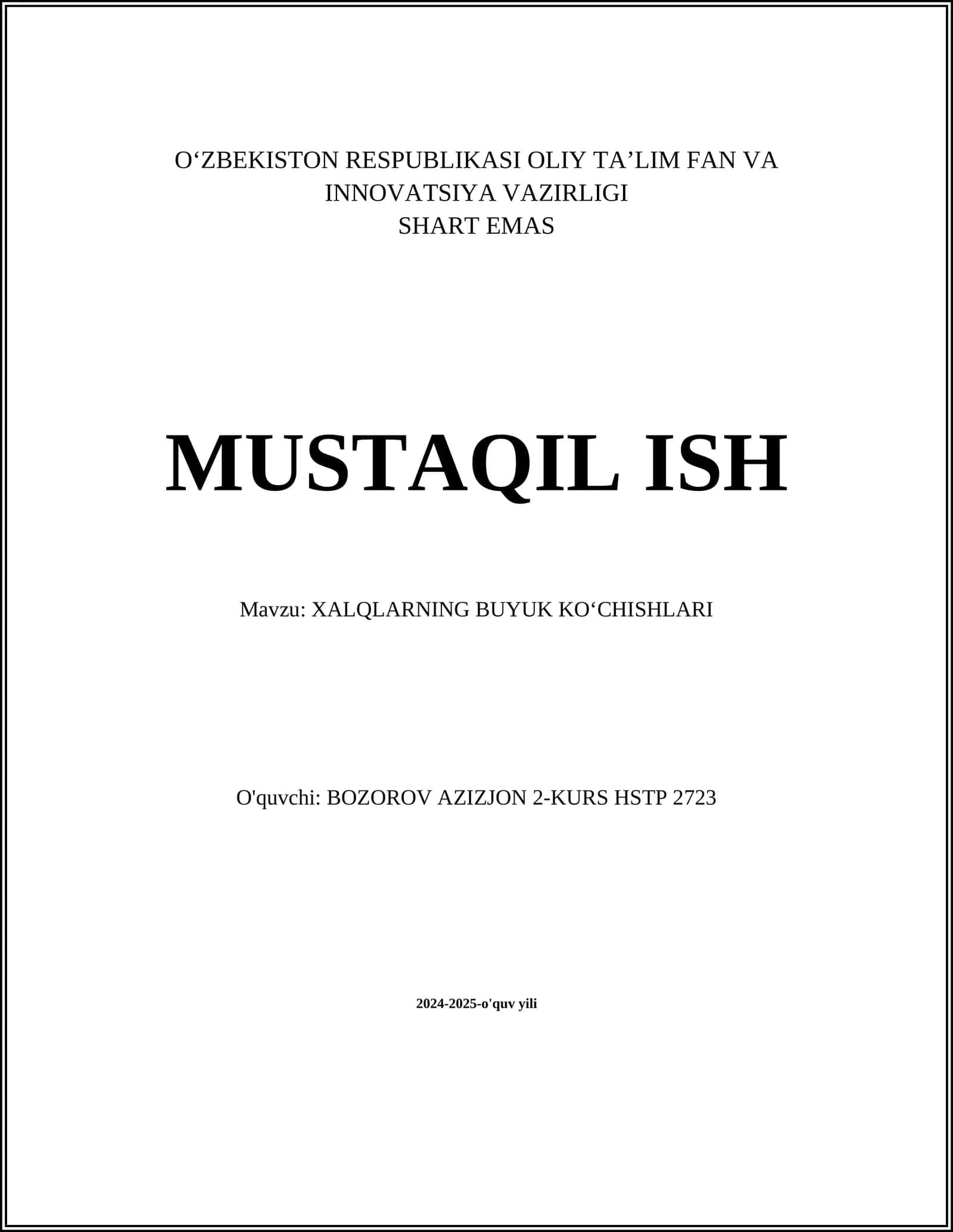 XALQLARNING BUYUK KOʻCHISHLARI 1