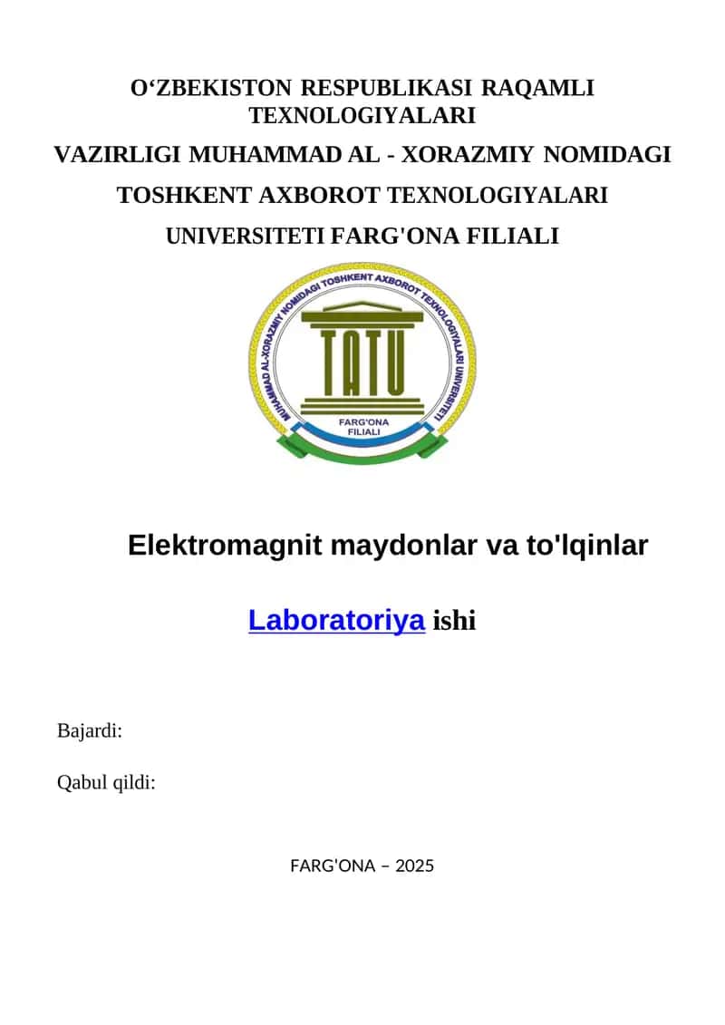 Elektromagnit maydonlar va to'lqinlar 1
