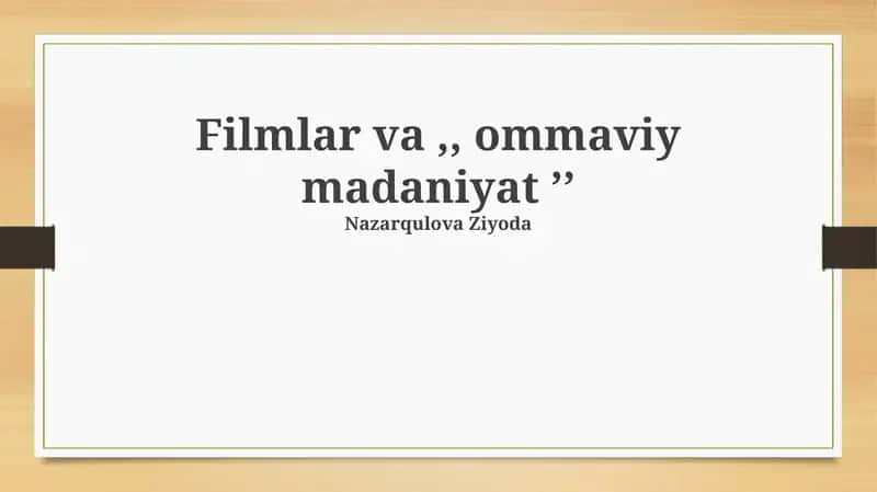 Mustaqil kino va ommaviy madaniyat 1