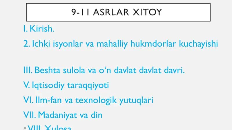 9-11 asrlar Xitoy tarixi 1