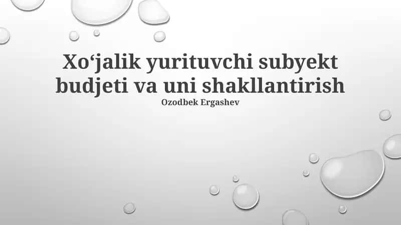 Byudjetning mohiyati va ahamiyati 1