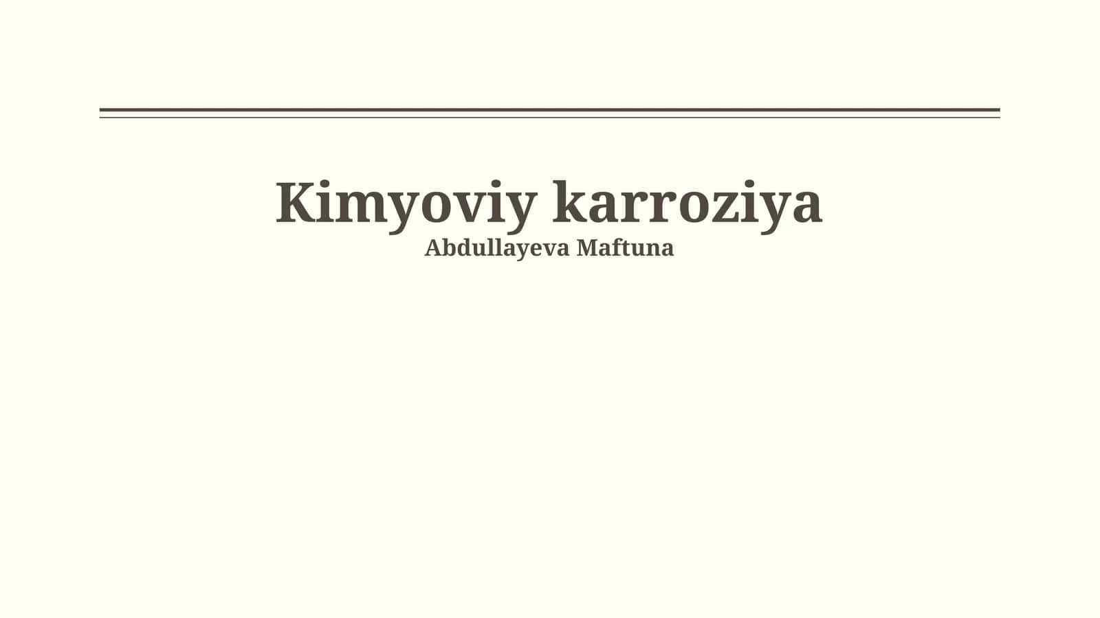 Kimyoviy korroziya 1