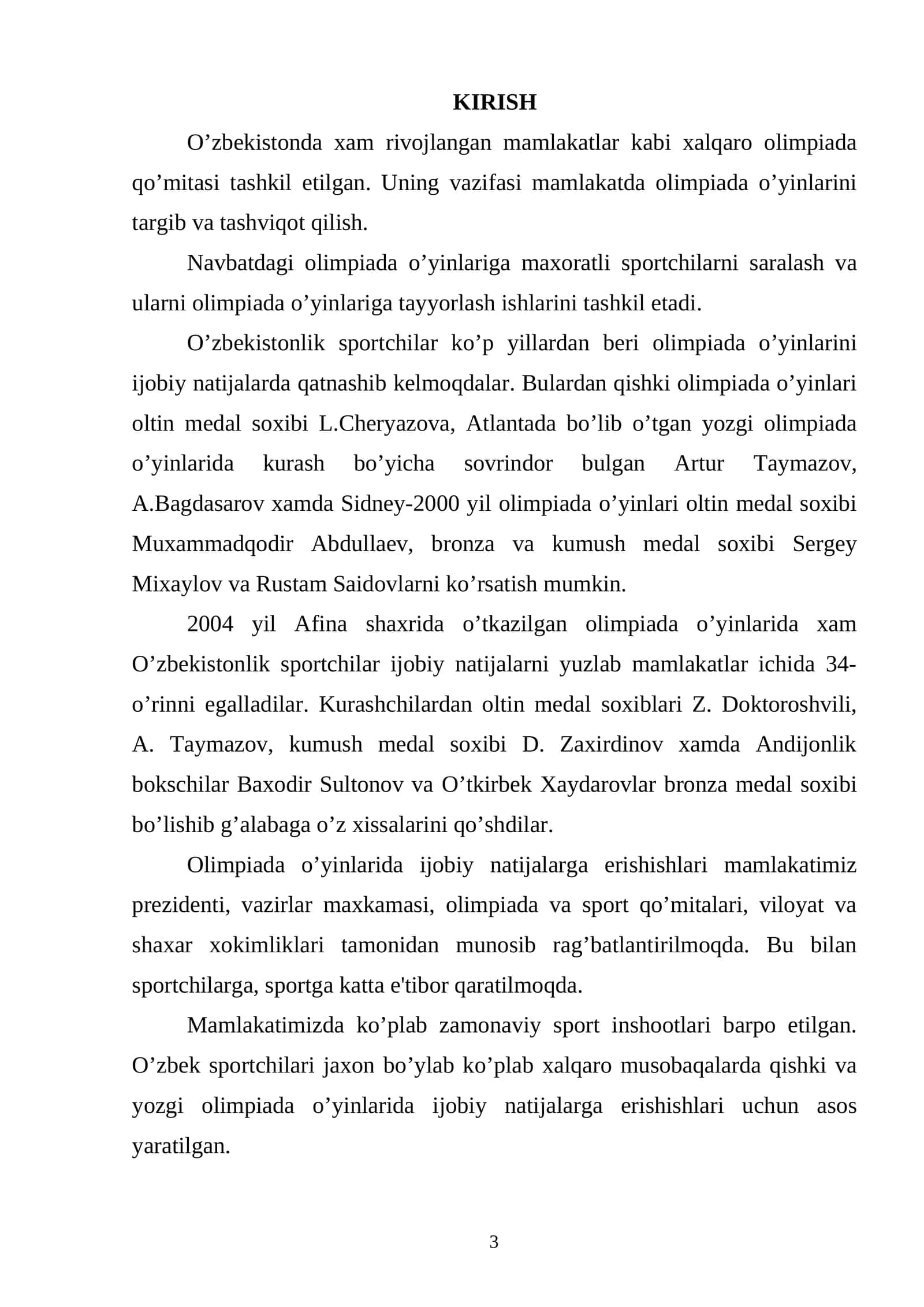 O’zbekistonda olimpiada o’yinlari 1