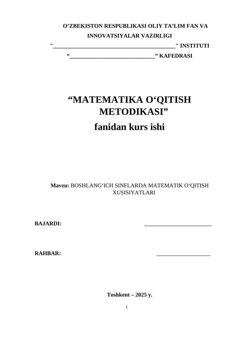Boshlang‘ich sinflarda matematika o‘qitish 1