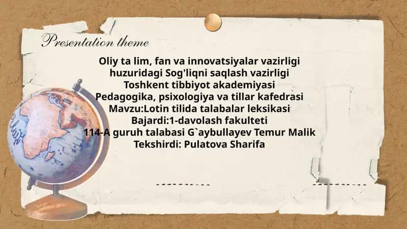 Lotin tilida talabalar leksikasi 1