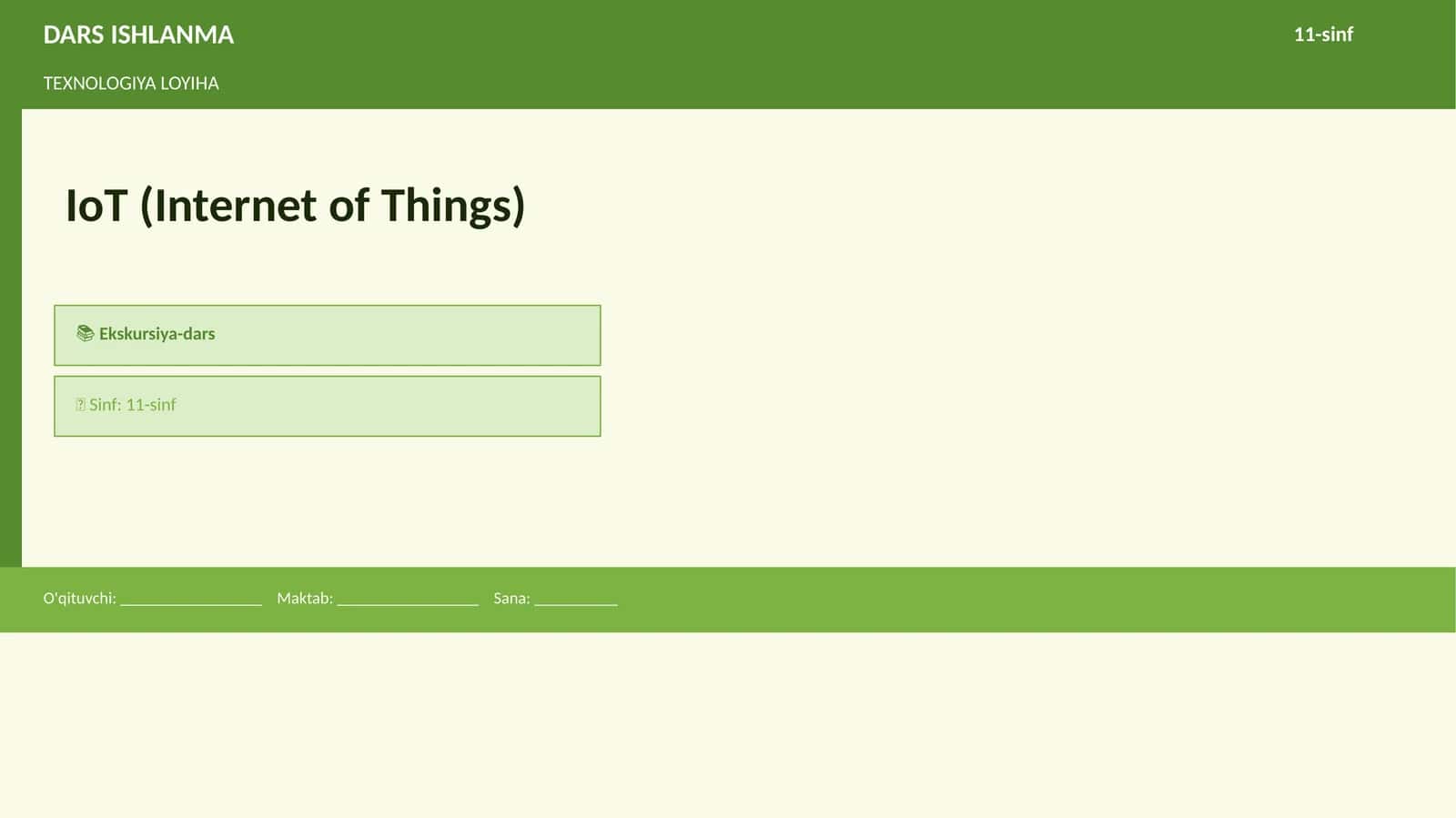 TEXNOLOGIYA LOYIHA IoT (Internet of Things) 1