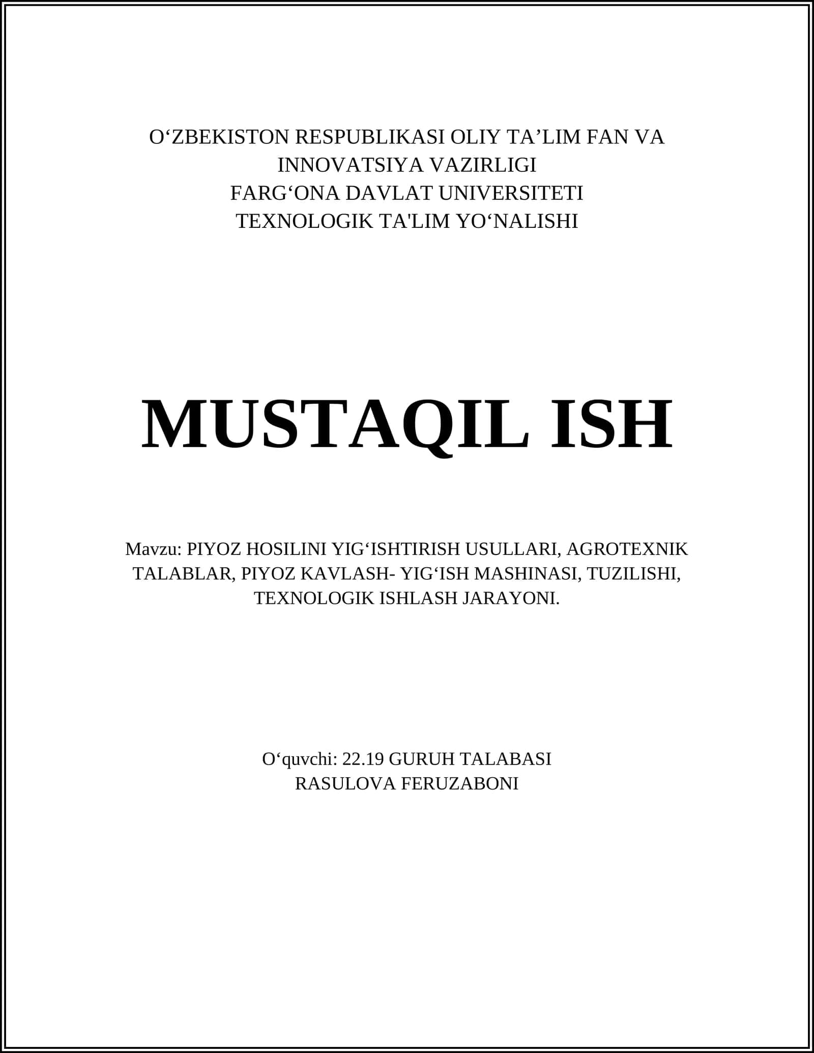 PIYOZ HOSILINI YIGʻISHTIRISH USULLARI 1