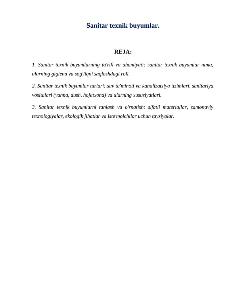 Sanitar texnik buyumlar 1