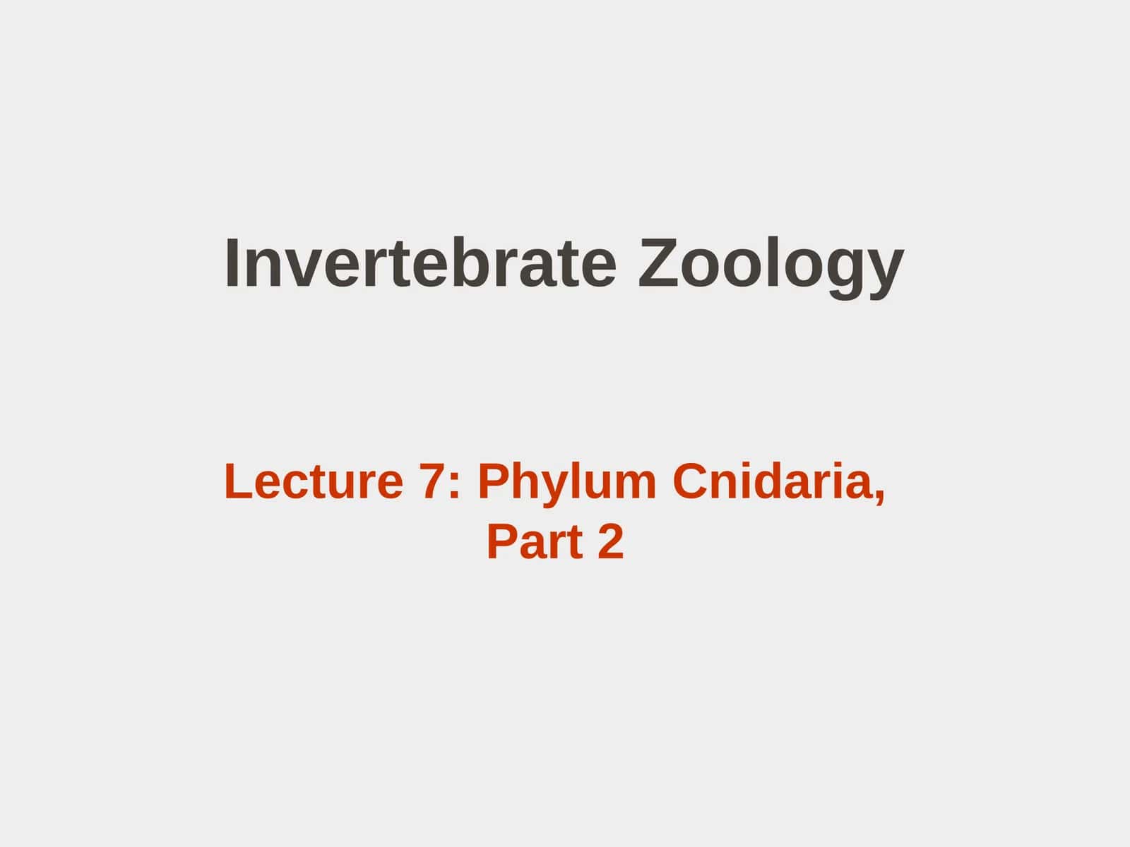 Class Hydrozoa Lecture on Phylum Cnidaria 1