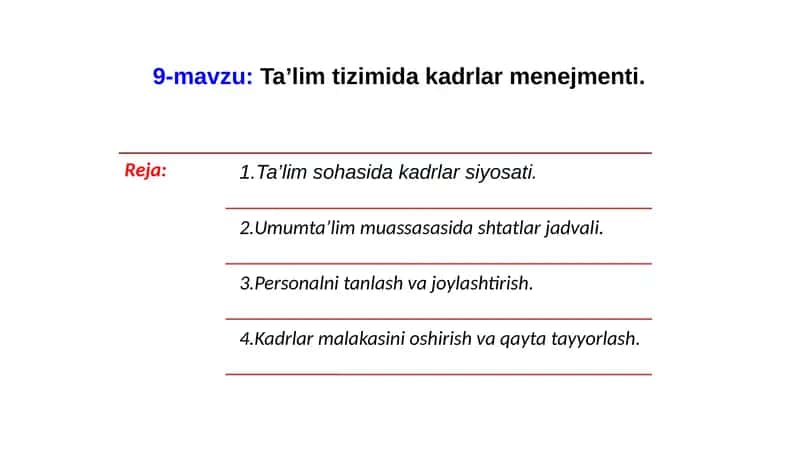 Ta’lim tizimi dakadrlar menejmenti 1