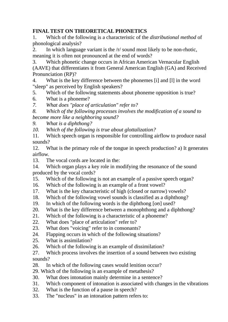FINAL TEST ON THEORETICAL PHONETICS 1