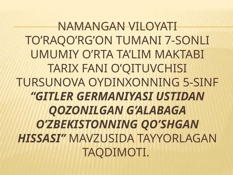 O’zbekistonning qo’shgan hissasi 1