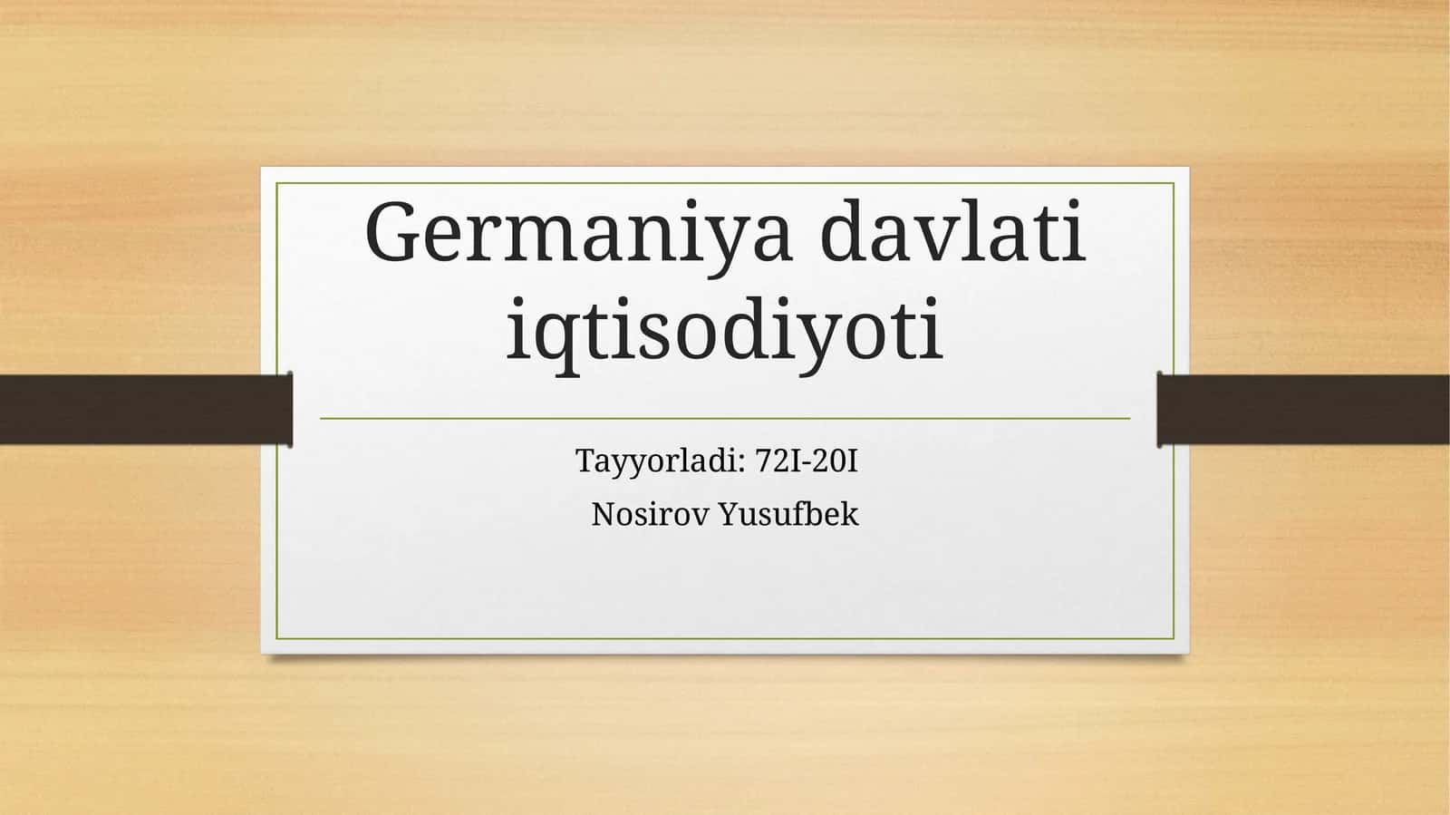 Germaniya davlati iqtisodiyoti 1