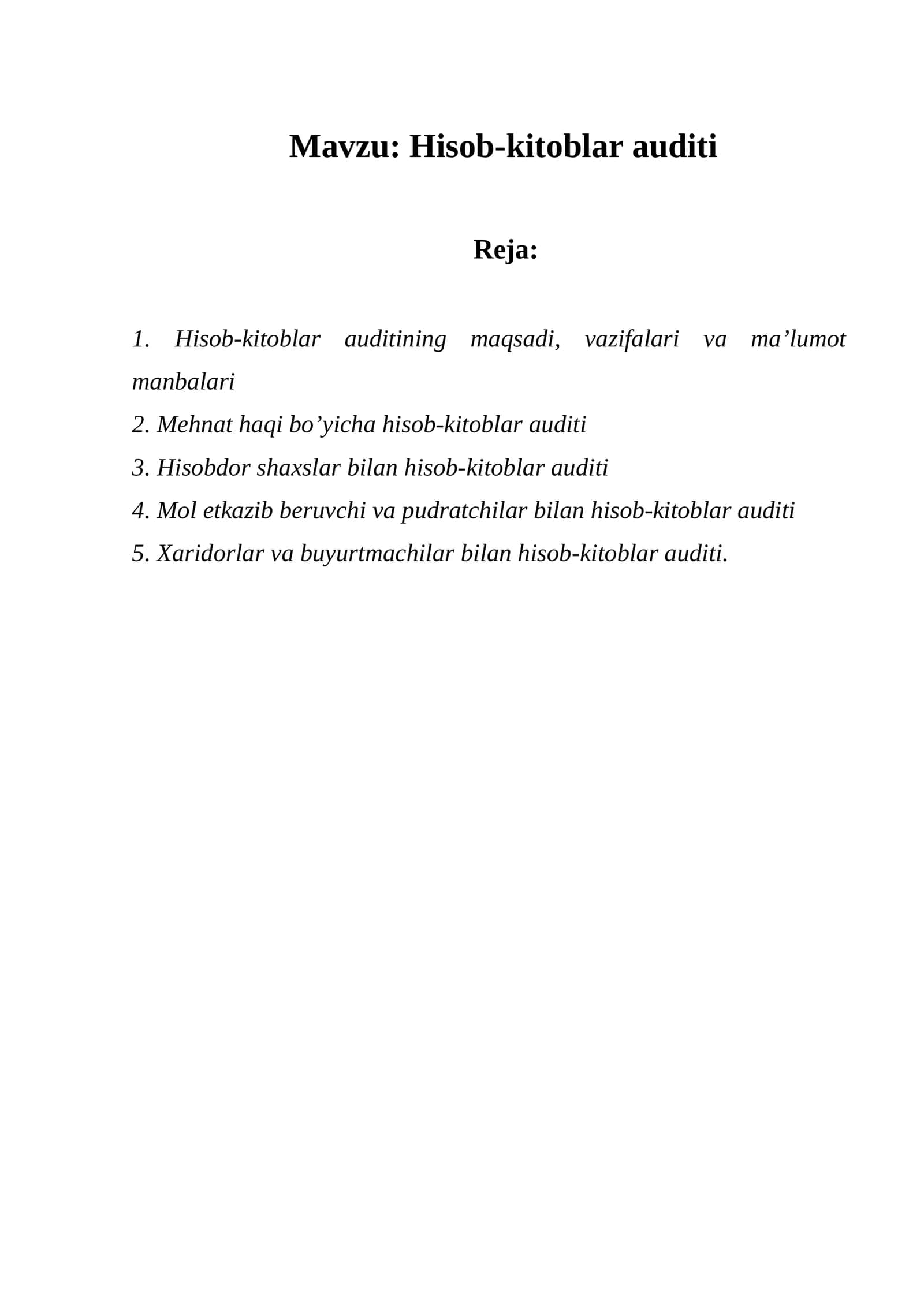 Hisob-kitoblar auditi 1