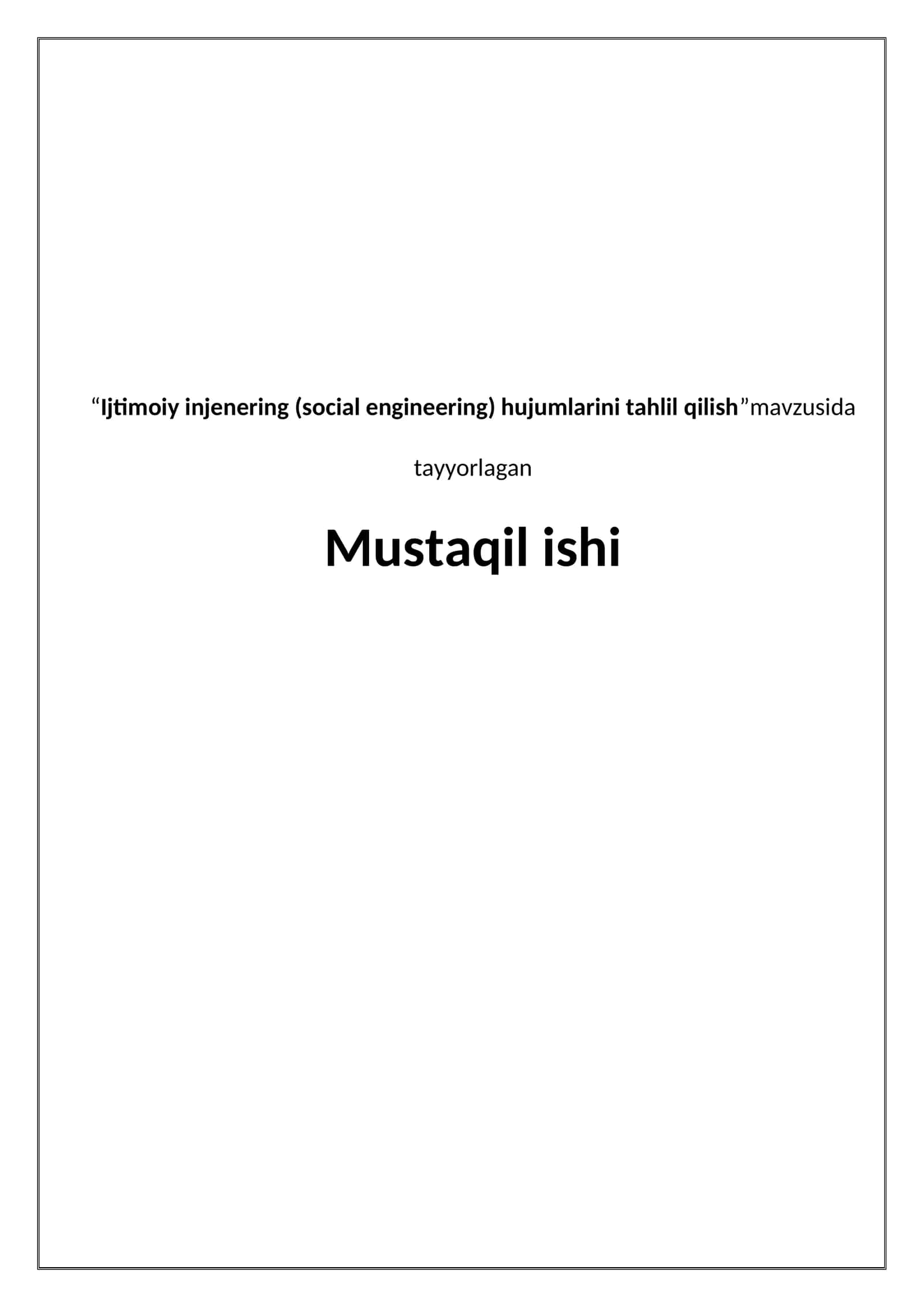Ijtimoiy injenering (social engineering) hujumlarini tahlil qilish 1