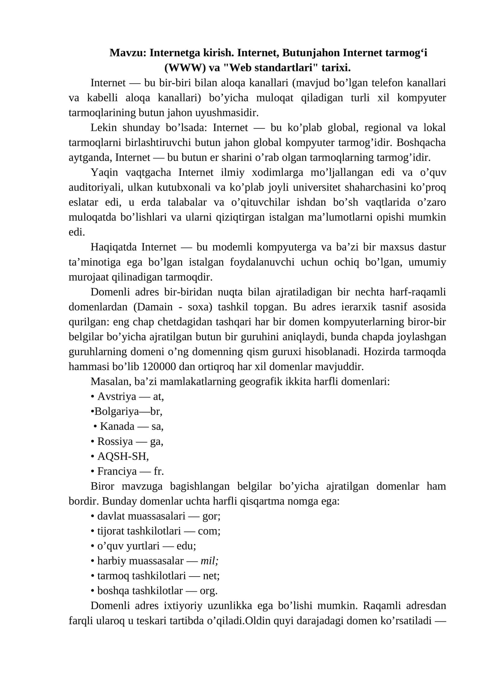 Internetga kirish 1