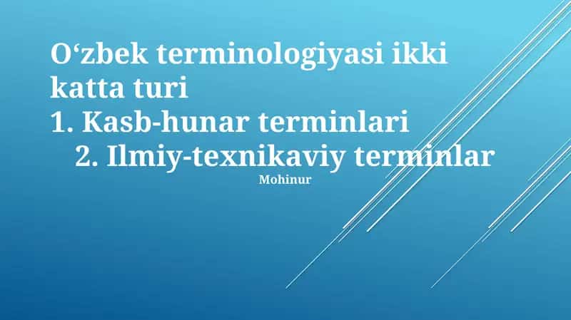 O'zbekistondagi Kasb-hunar Terminologiyasi 1
