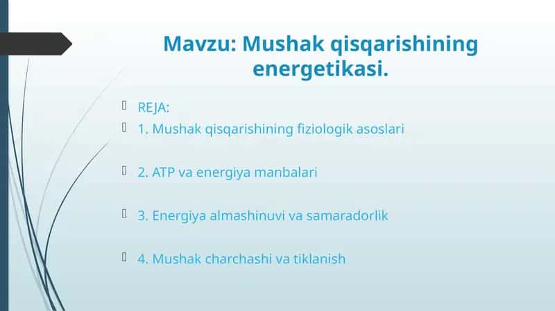 Mushak qisqarishining energetikasi 1