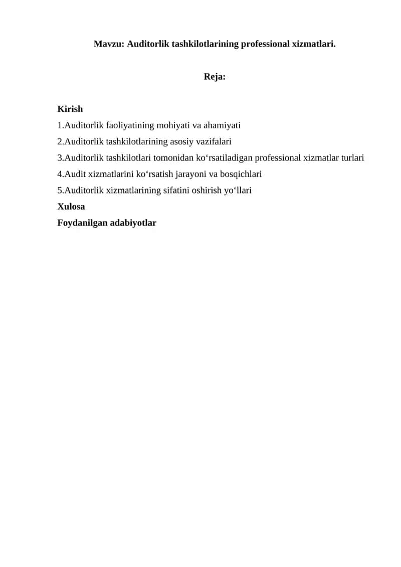 Auditorlik tashkilotlarining professional xizmatlari 1