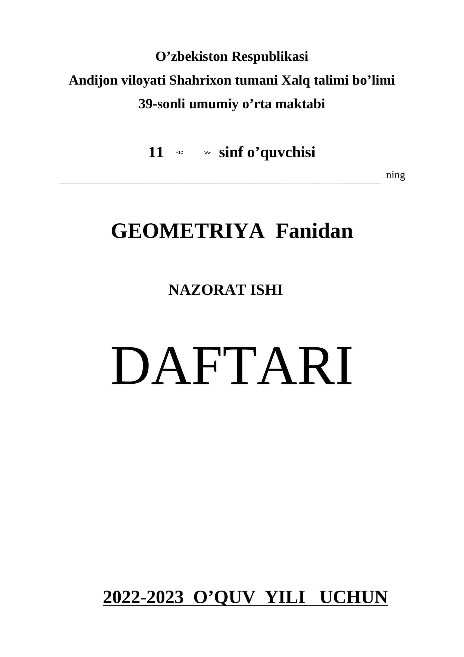 Geometriya Fanidan Nazorat Ishi 2022-2023 1