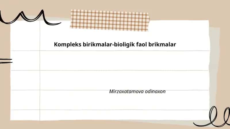 Kompleks birikmalar-bioligik faol birikmalar 1