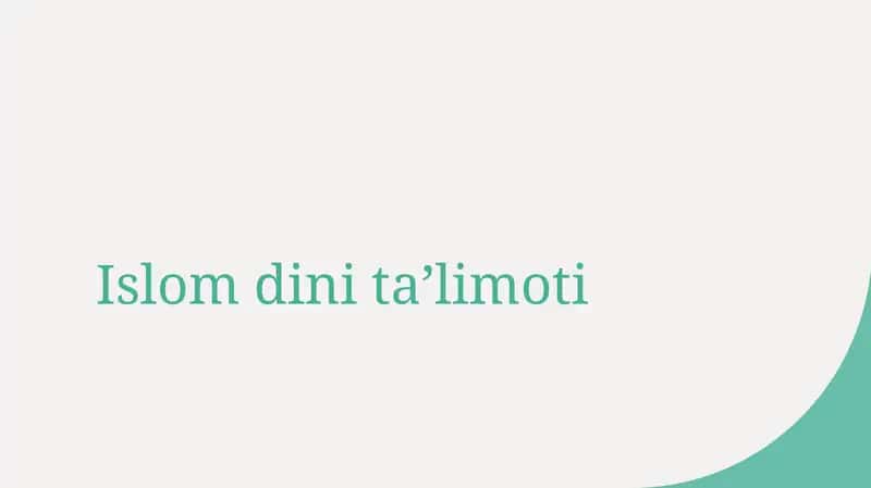 Islom dini taʼlimoti 1