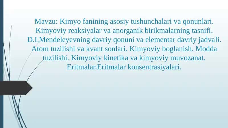 Kimyo fanining asosiy tushunchalari va qonunlari 1