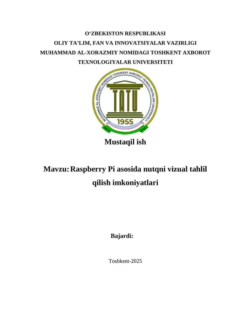 Raspberry Pi asosida nutqni vizual tahlil qilish imkoniyatlari 1