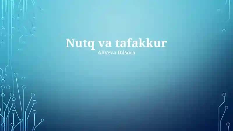 Nutq va tafakkur