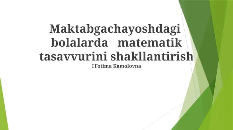 Matematik Ijodkorlikni Tarbiyalash 1