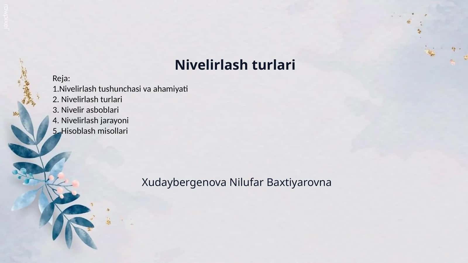 Nivelirlash turlari 1