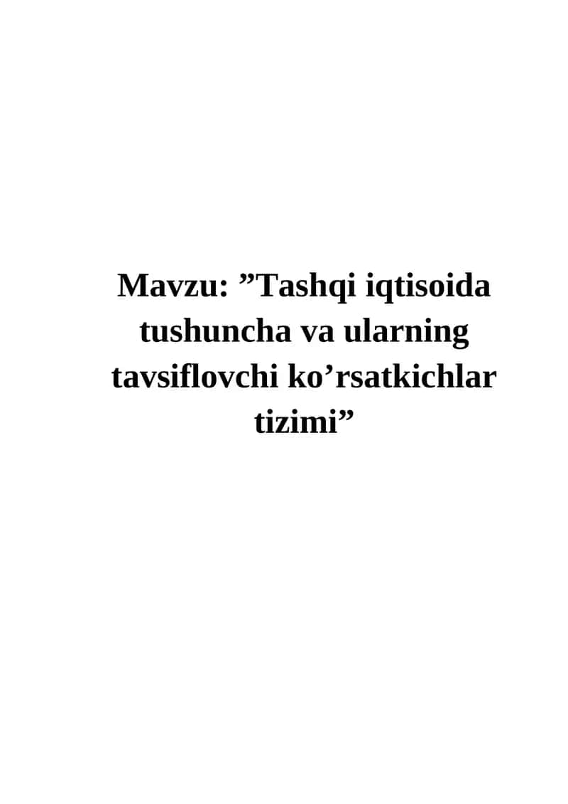 Tashqi iqtisodiy faoliyat 1