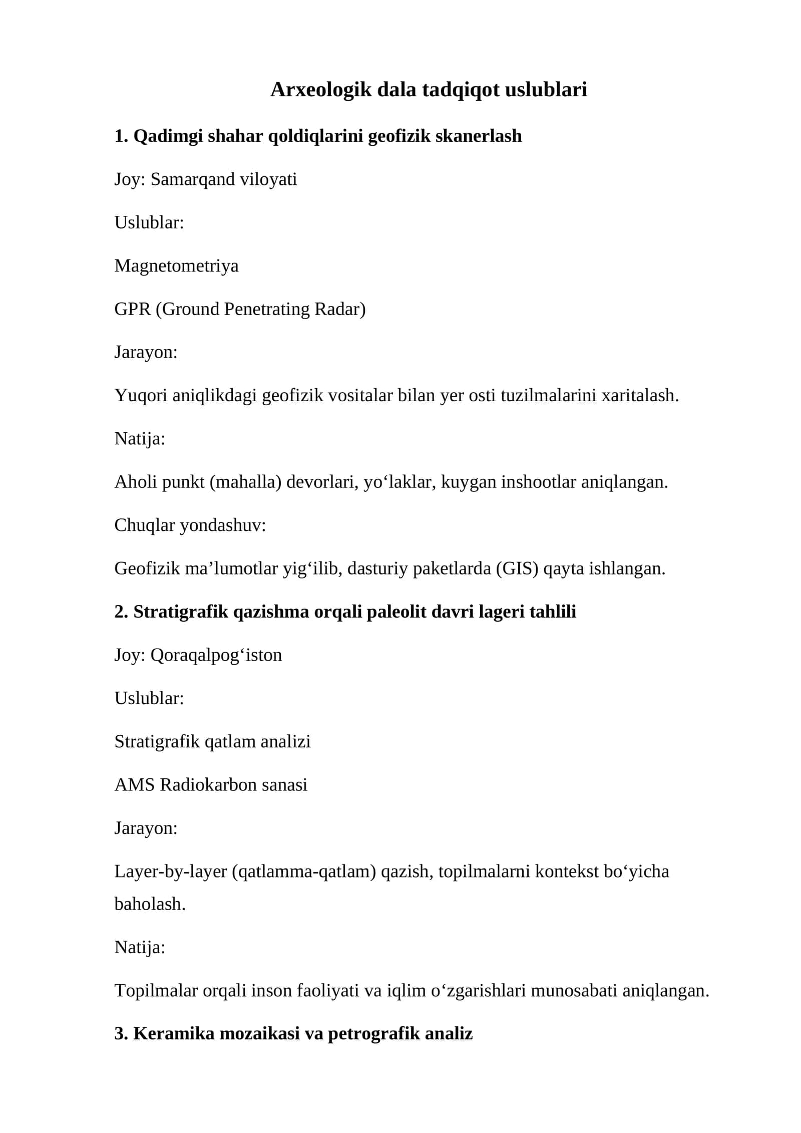 Arxeologik dala tadqiqot uslublari 1