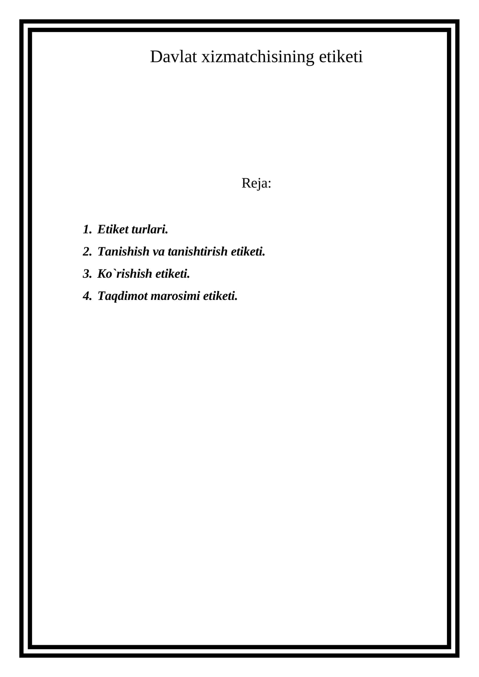 Davlat xizmatchisining etiketi 1