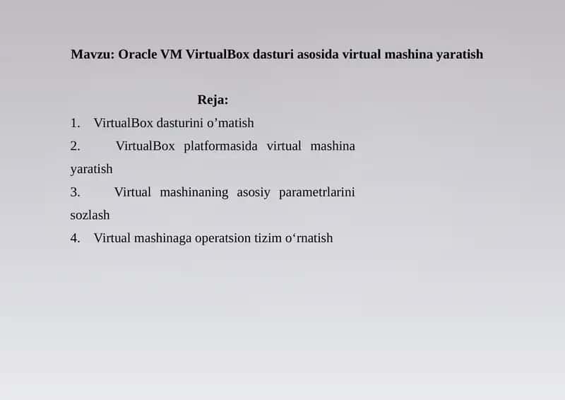 Oracle VMVirtualBoxdasturiasosidavirtualmashinayaratish 1