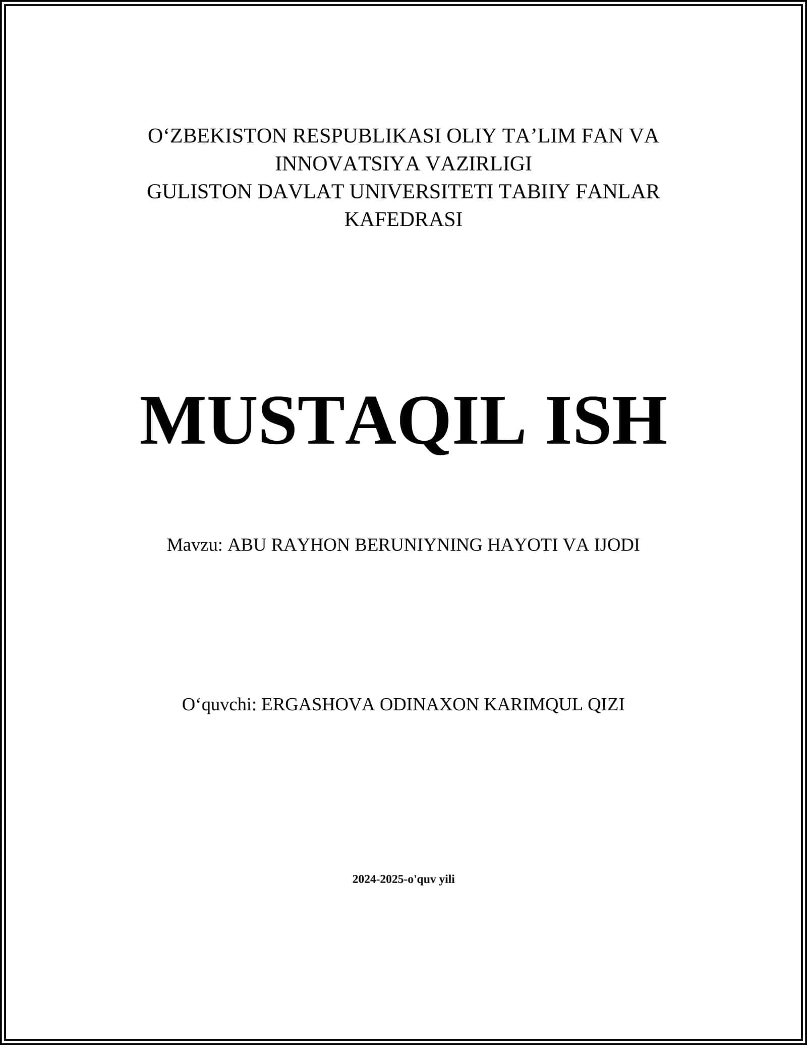 Abu Rayhon Beruniyning Hayoti va Ijodi 1