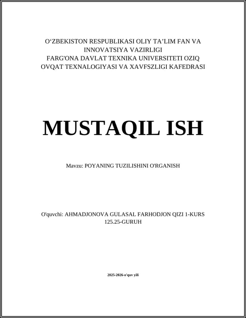 POYANING TUZILISHINI O'RGANISH 1