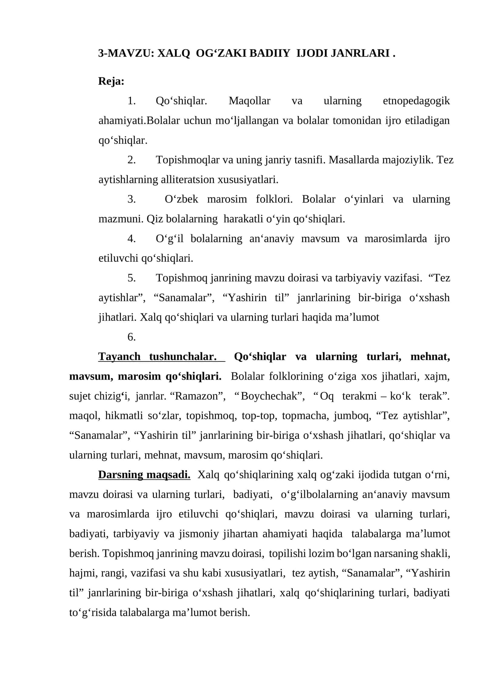 XALQ OG‘ZAKI BADIIY IJODI JANRLARI 1