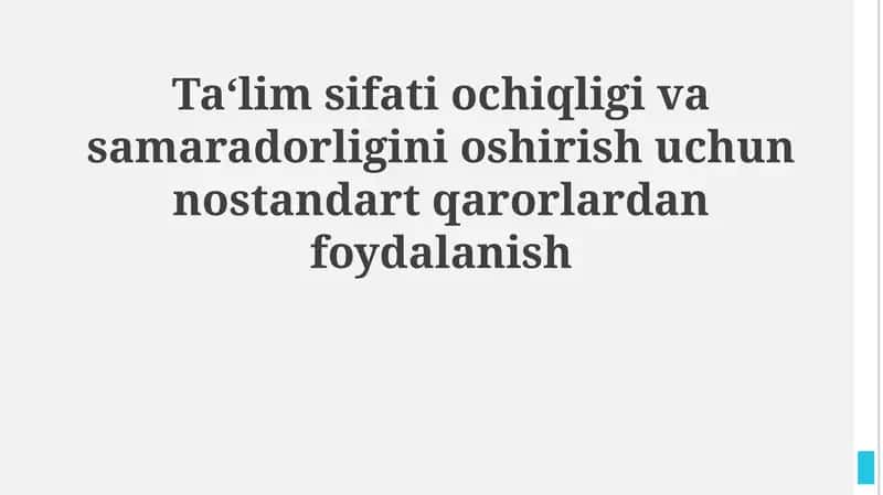 Ta'lim sifatini baholashda nostandart yechimlar 1