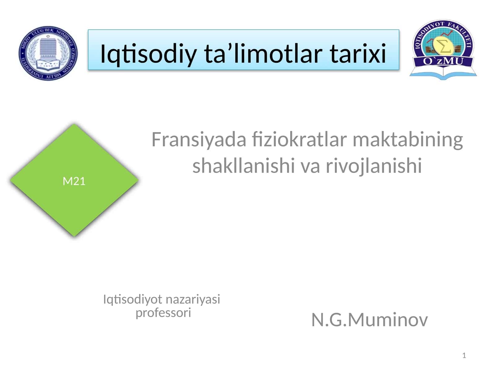 Fransiyada fiziokratlar maktabining shakllanishi va rivojlanishi 1