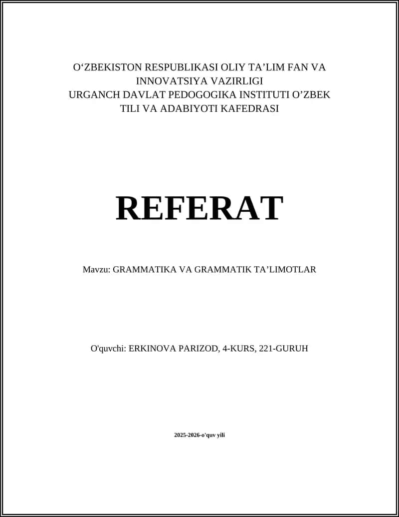 GRAMMATIKA VA GRAMMATIK TA’LIMOTLAR 1
