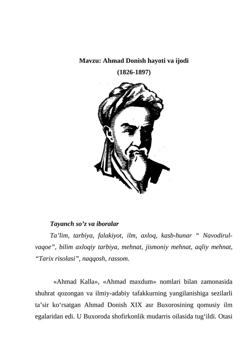 Ahmad Donish hayoti va ijodi 1