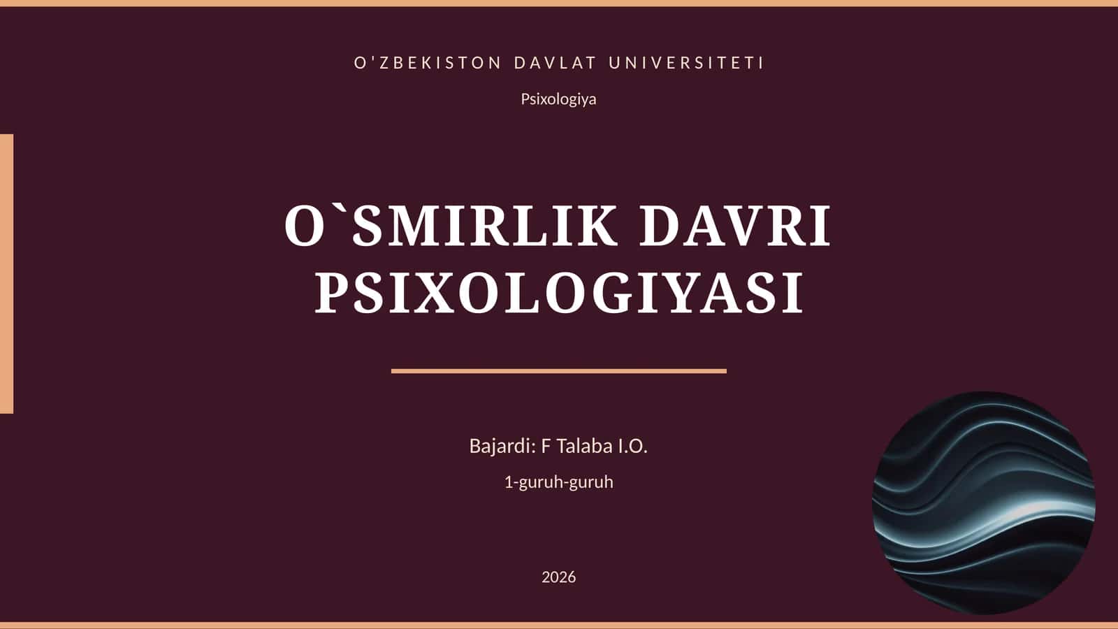 O`SMIRLIK DAVRI PSIXOLOGIYASI 1