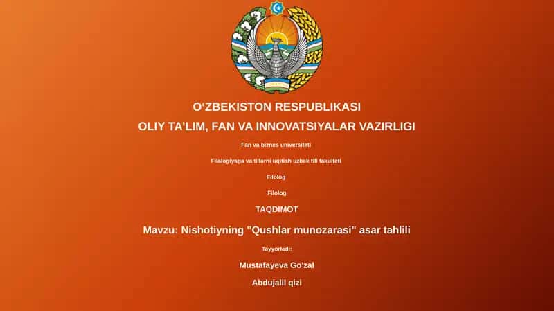 Nishotiyning "Qushlar munozarasi" asar tahlili 1