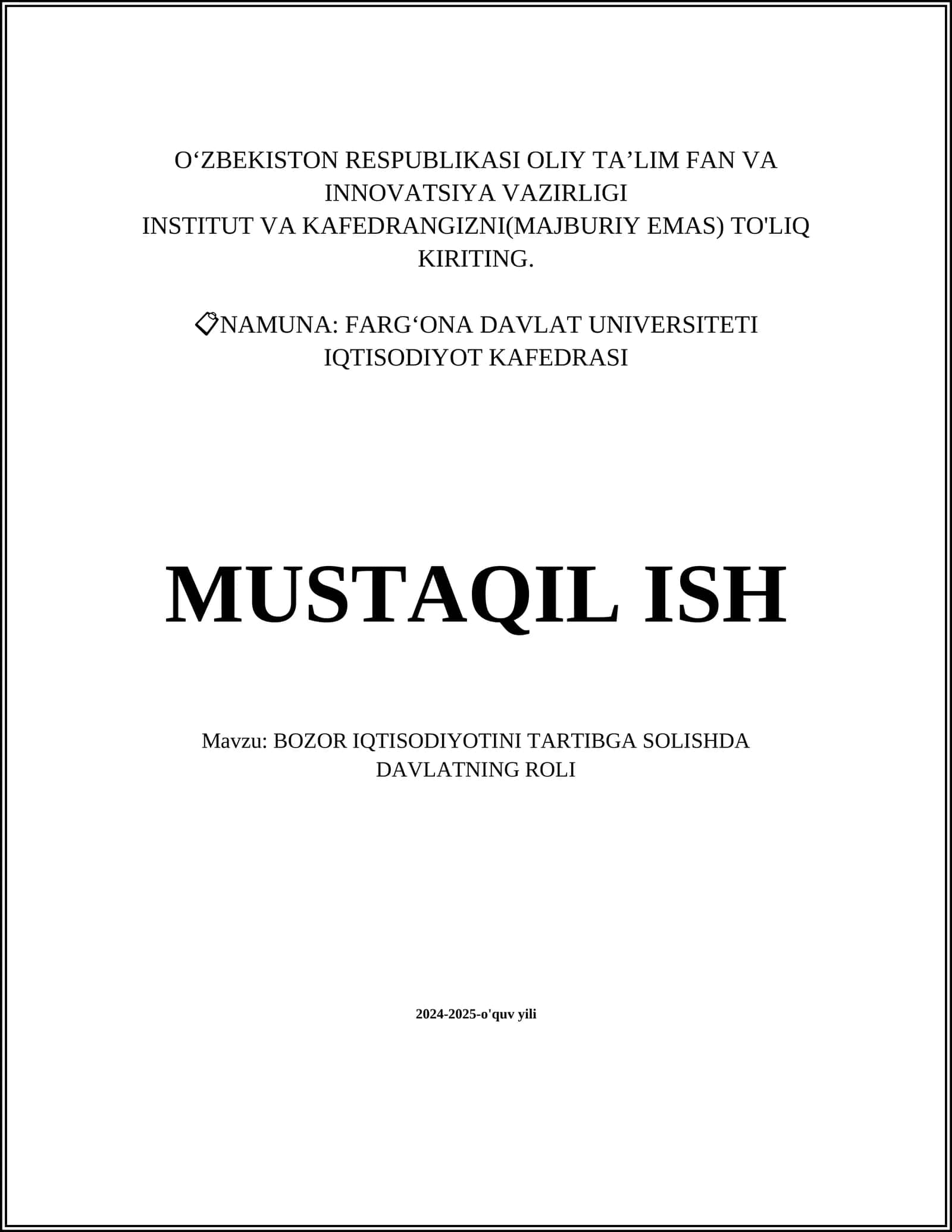 BOZOR IQTISODIYOTINI TARTIBGA SOLISHDA DAVLATNING ROLI 1