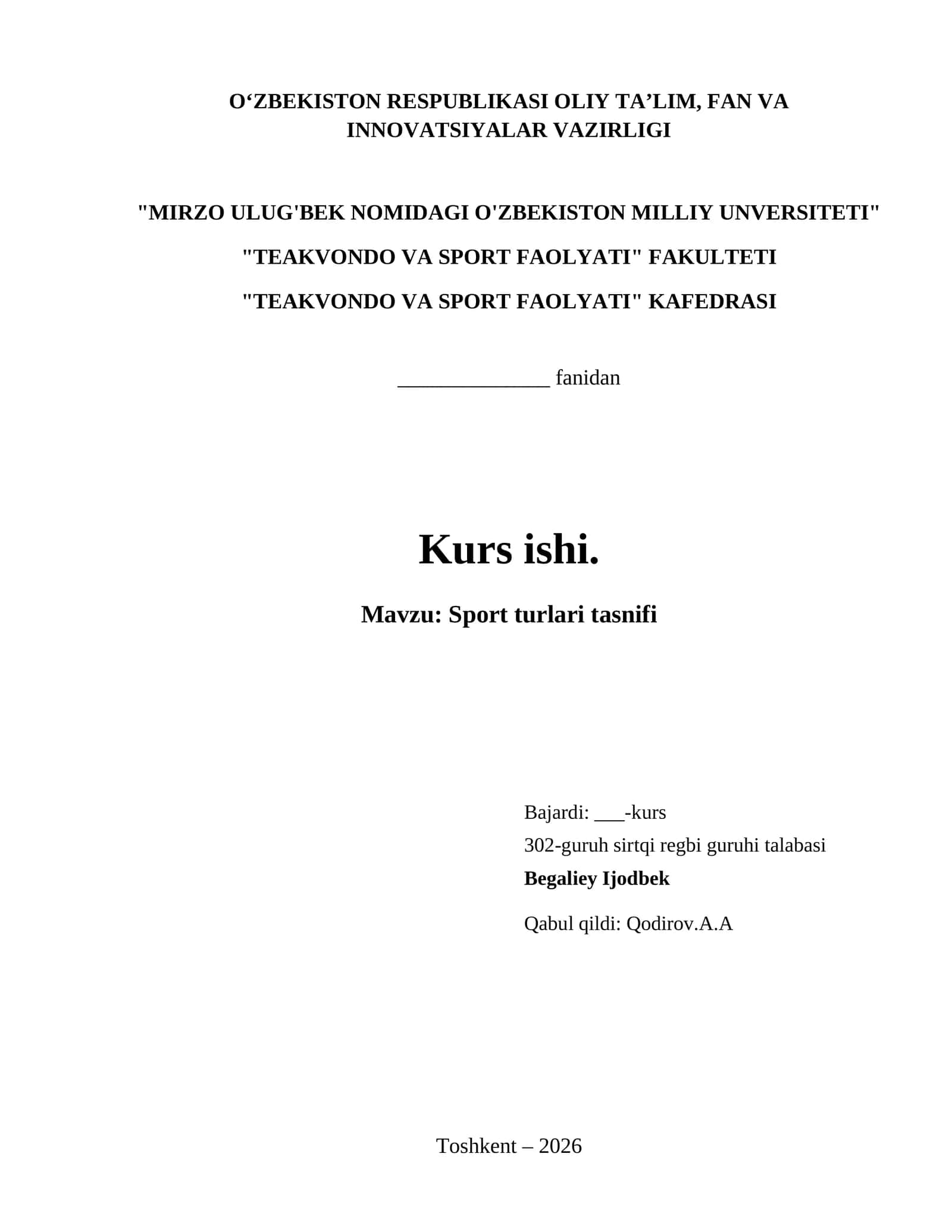Sport turlari tasnifi 1