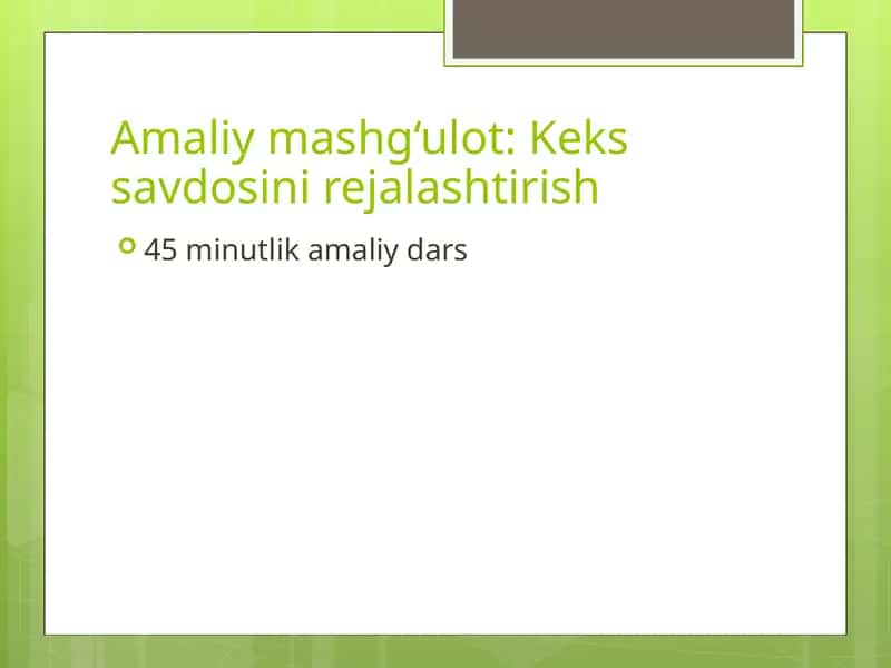 Keks savdosini rejalashtirish 1