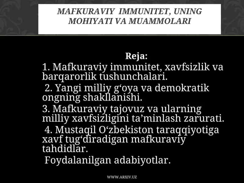 Mafkuraviy immunitet, uning mohiyati va muammolari 1